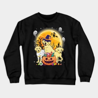 Labrador Dog Mummy Witch Moon Ghosts Happy Halloween Thanksgiving Merry Christmas Day Crewneck Sweatshirt